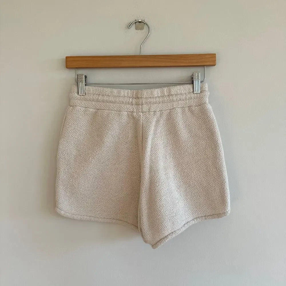Faherty Cotton Textured Drawcord Waist Sweat Shorts Cream XS - Picture 4 of 9